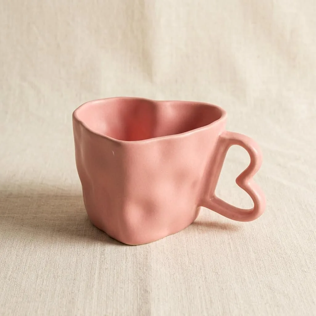 The Plush Republic Pink Matte Heart Cup