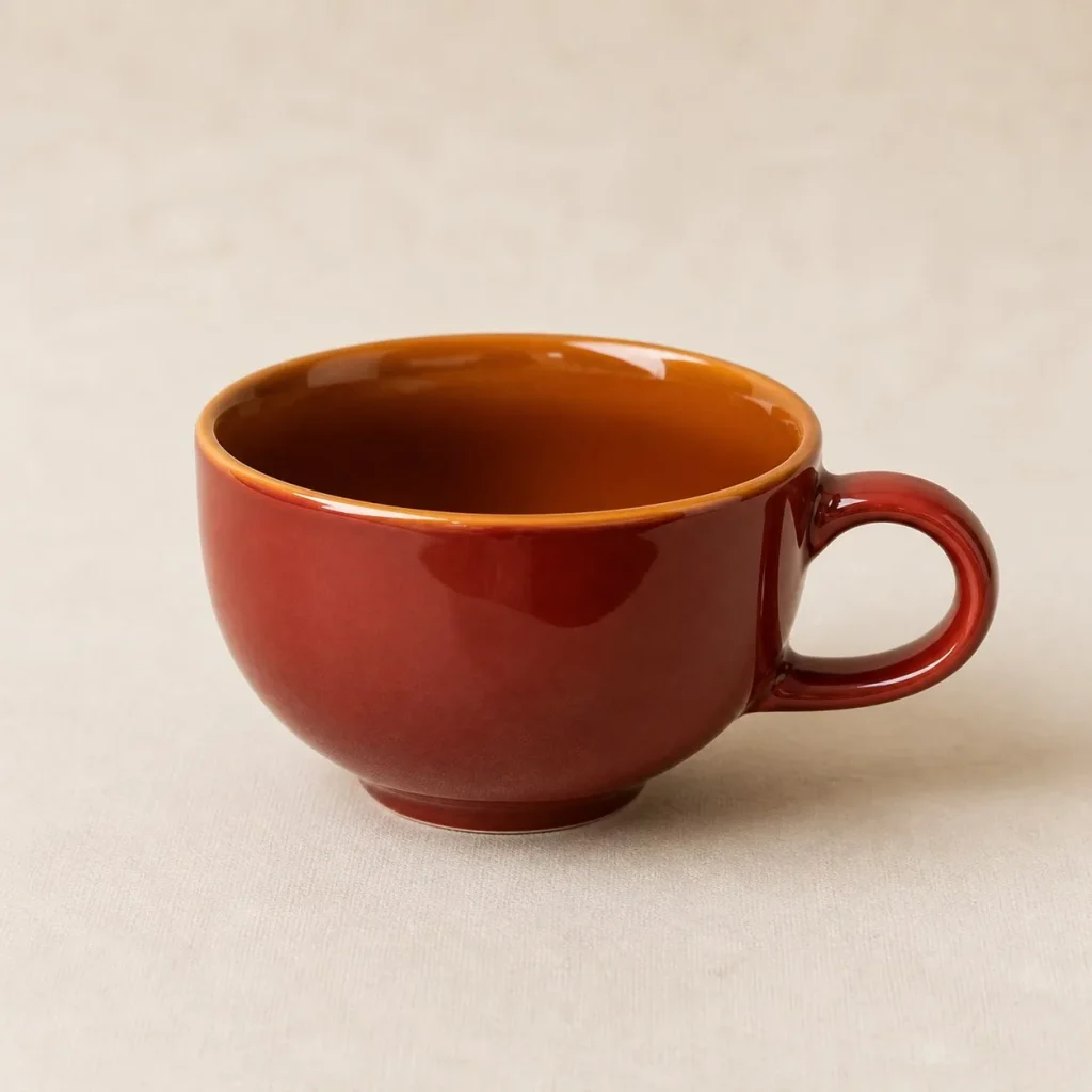 The Plush Republic Glossy Rust Red Ceramic Tea Cup