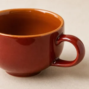 The Plush Republic Glossy Rust Red Ceramic Tea Cup