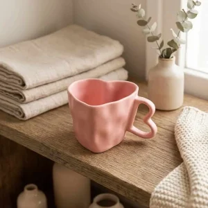 The Plush Republic Pink Matte Heart Cup