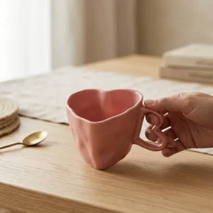 The Plush Republic Pink Matte Heart Cup