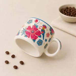 Pink & Green Floral Bird tea up