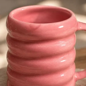 The Plush Republic Blush Pink Ribbed Ceramic Mug