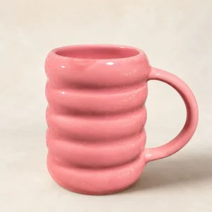 The Plush Republic Blush Pink Ribbed Ceramic Mug