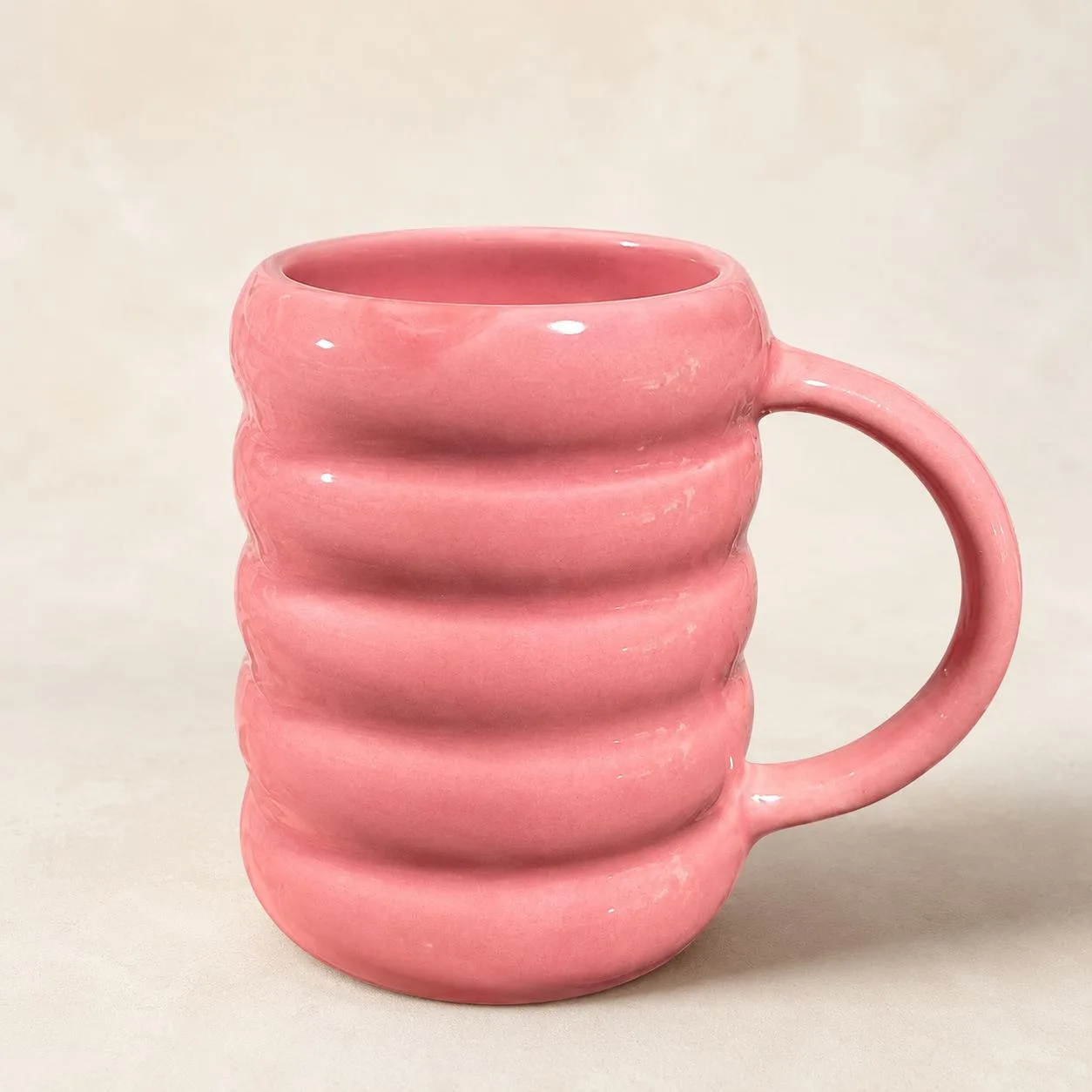 The Plush Republic Blush Pink Ribbed Ceramic Mug
