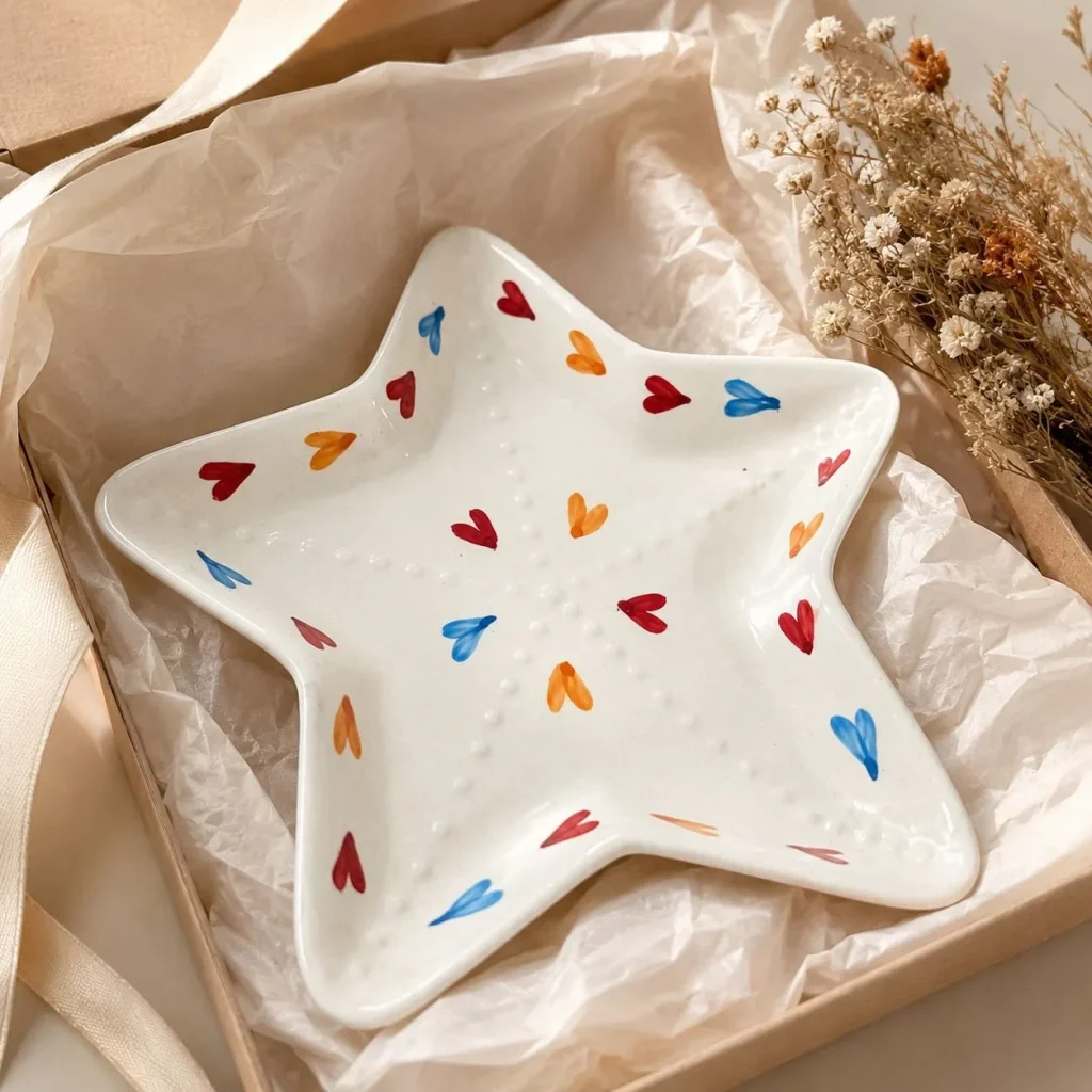 Ceramic Star Trinket Tray styled in a home setting