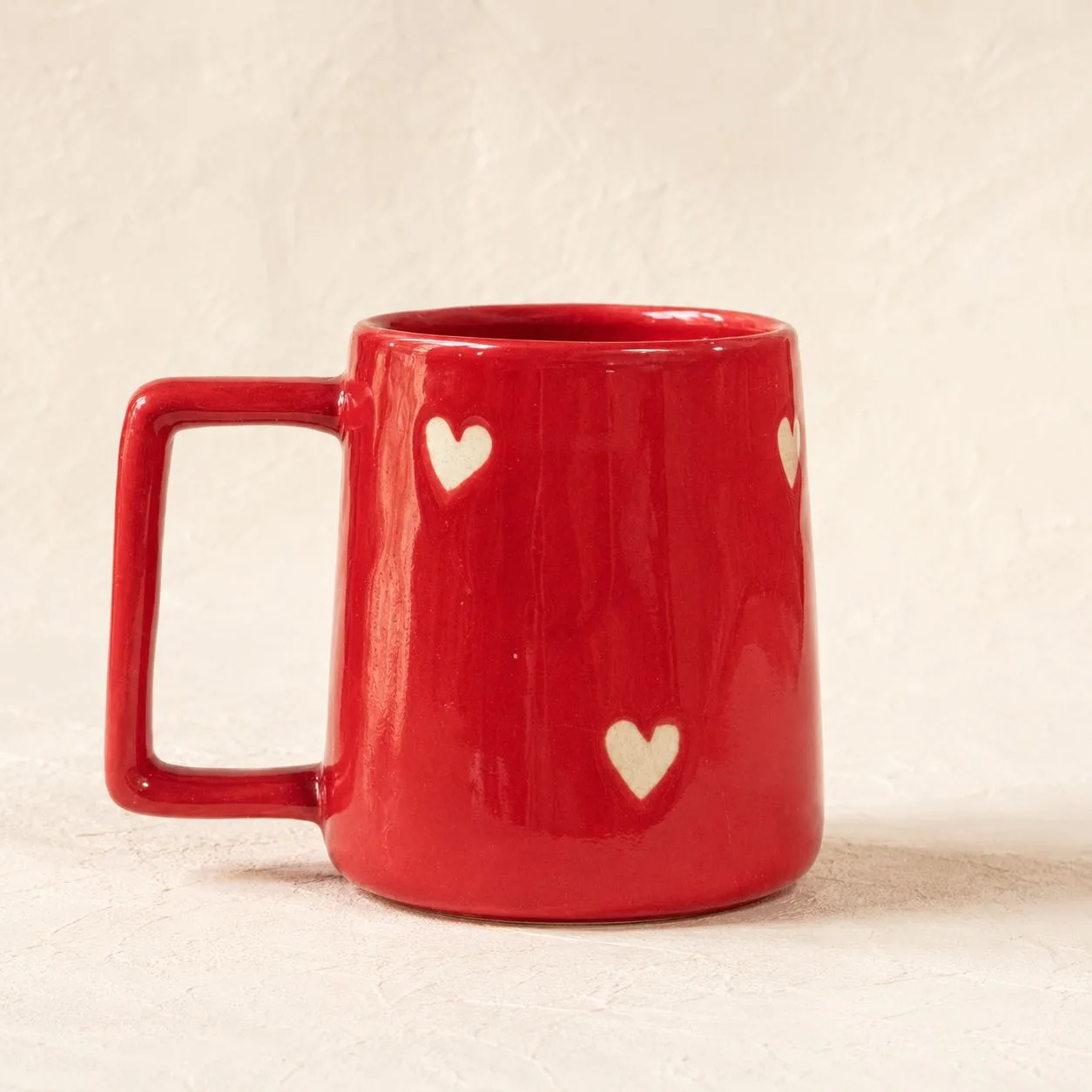 The Plush Republic Crimson Heart Handcrafted Ceramic Mug (Red)