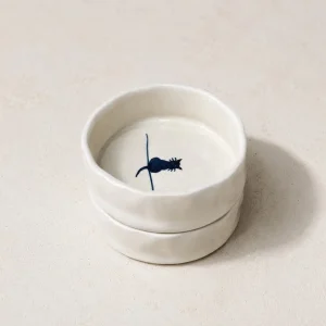 The Plush Republic Hand-Painted Blue Line Cat Bowl | Luxury Ceramic Bowl