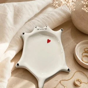 The Plush Republic Handcrafted Cat Heart Trinket Dish (White)