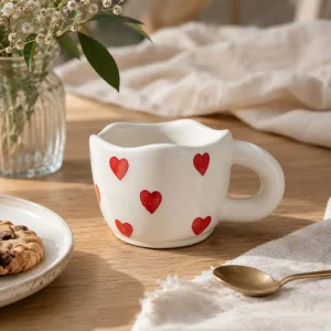 The Plush Republic Handcrafted Red Heart Ceramic Cup