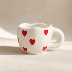 The Plush Republic Handcrafted Red Heart Ceramic Cup