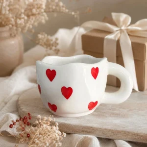 The Plush Republic Handcrafted Red Heart Ceramic Cup