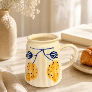 The Plush Republic Lemon Vine Handpainted Ceramic Mug