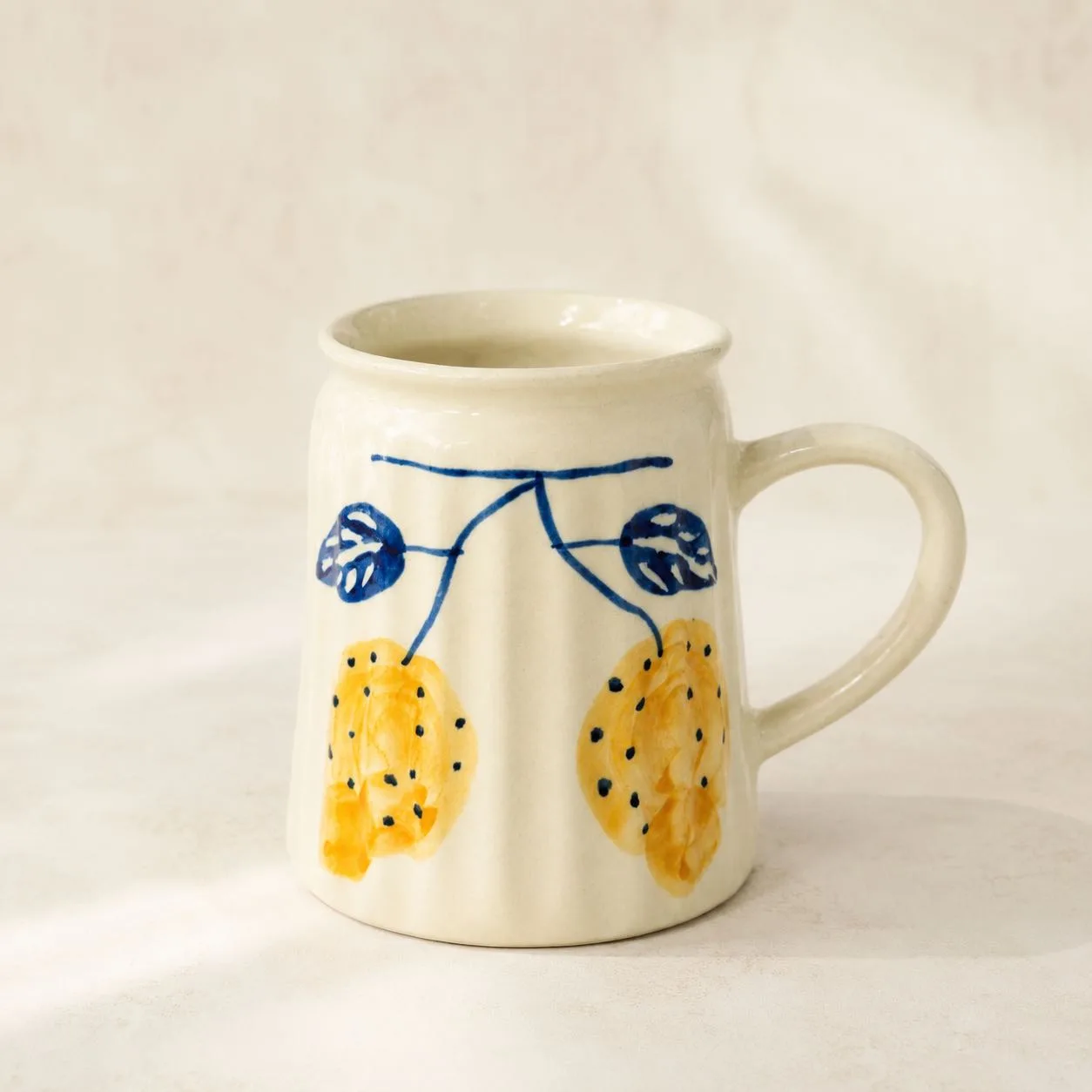The Plush Republic Lemon Vine Handpainted Ceramic Mug