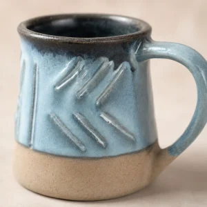 The Plush Republic Sky Blue Brick-Textured Ceramic Mug