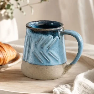 The Plush Republic Sky Blue Brick-Textured Ceramic Mug