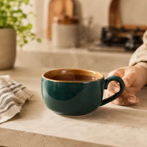 The Plush Republic Teal Navy Ceramic Cup Set of 2