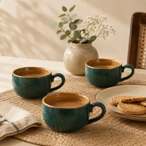 The Plush Republic Teal Navy Ceramic Cup Set of 2