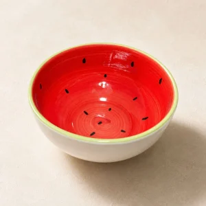 The Plush Republic Watermelon Red & Green Rim Ceramic Bowl