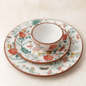 The Plush Republic Woodland Floral Terracotta Rim Dinnerware Set
