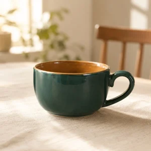 The Plush Republic Teal Navy Ceramic Cup Set of 2