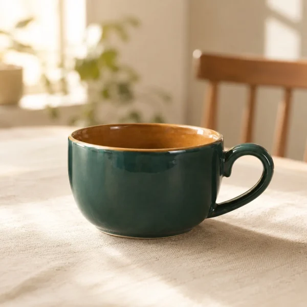 The Plush Republic Teal Navy Ceramic Cup Set of 2